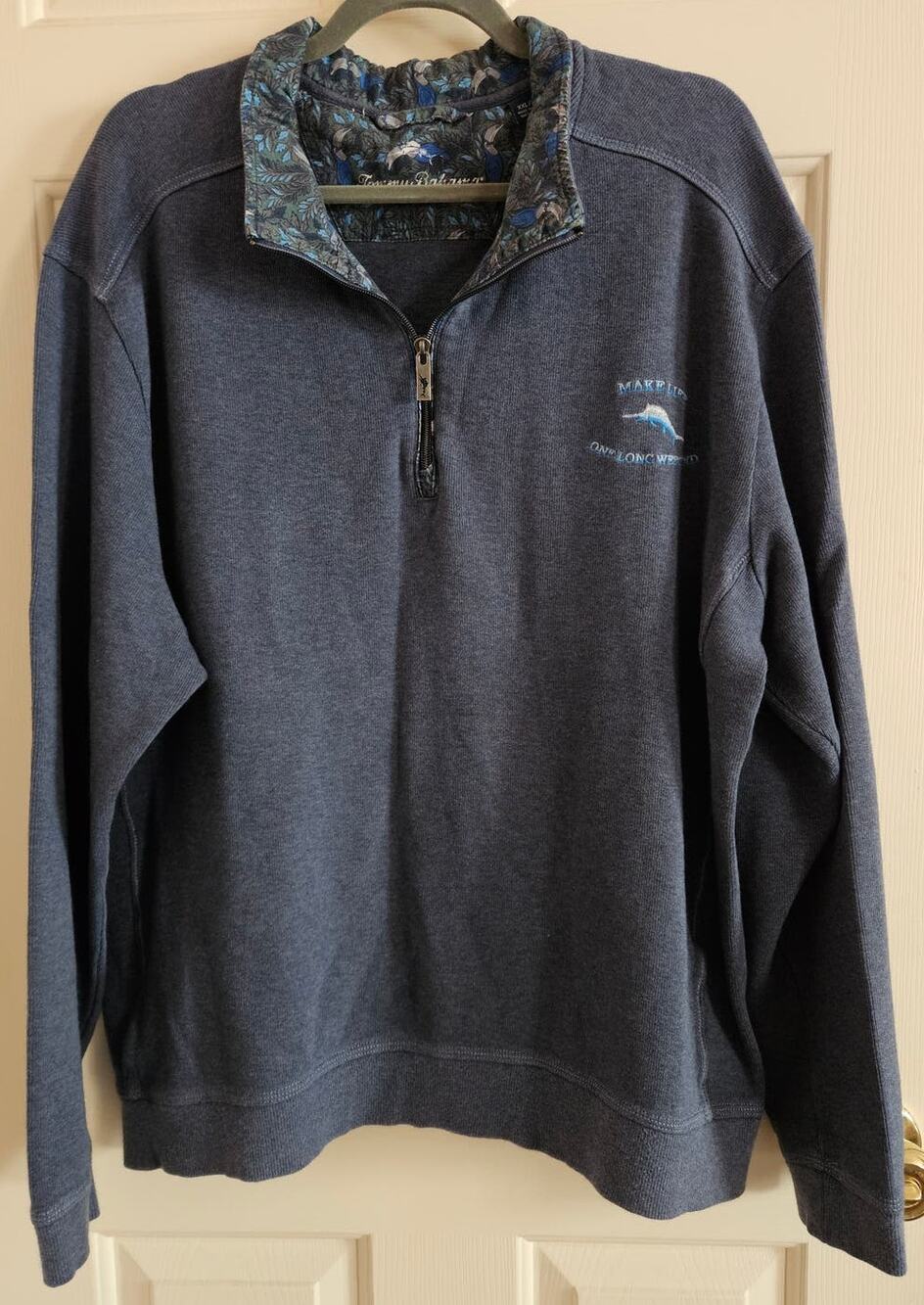 Tommy Bahama Quarter Zip XXL Sweater Fleece LS 'Make Life One Long Weekend'